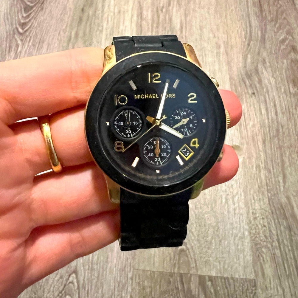 Michael Kors, black and gold watch